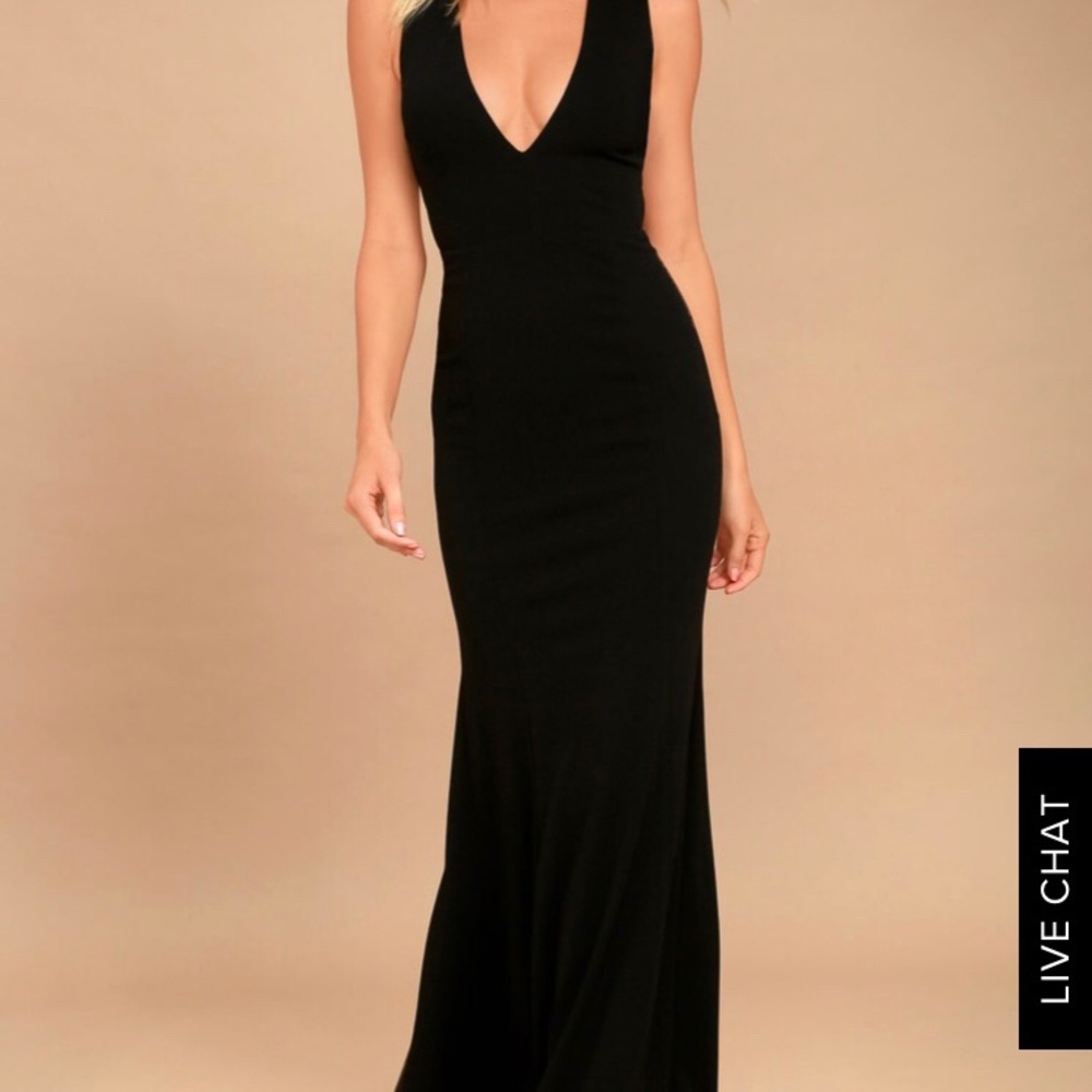 LULUS HEAVEN AND EARTH BLACK MAXI DRESS